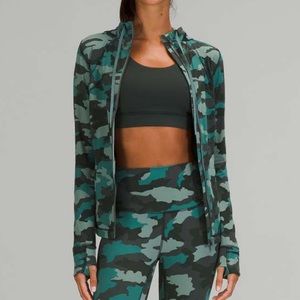 Lululemon define hooded jacket in tidewater teal camo